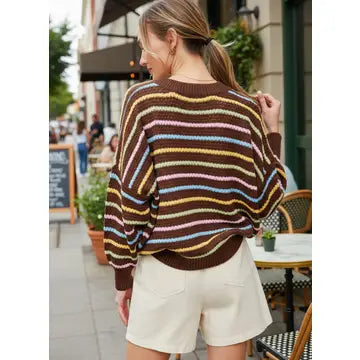 3391 MUTLTI STRIPE CREW NECK SWEATER