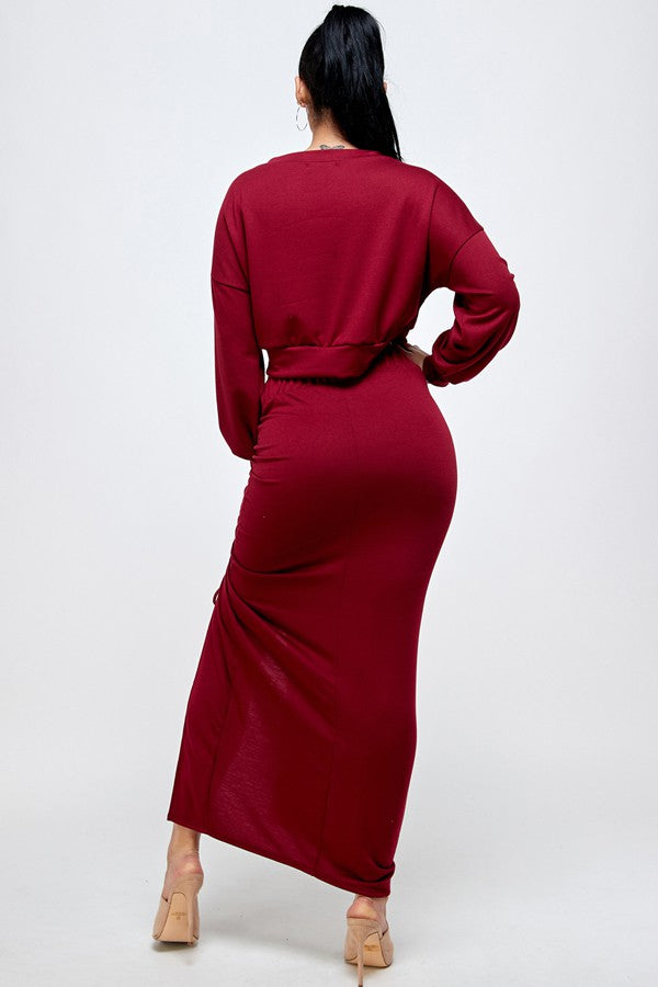 2590 CROP TOP AND RUCHED SKIRT SET