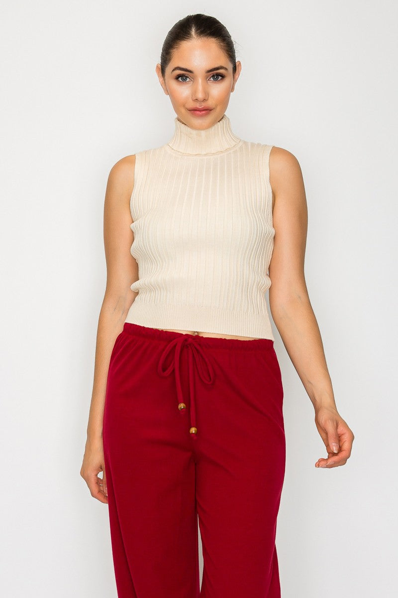 3303 SLEEVELESS TURTLENECK SWEATER TOP