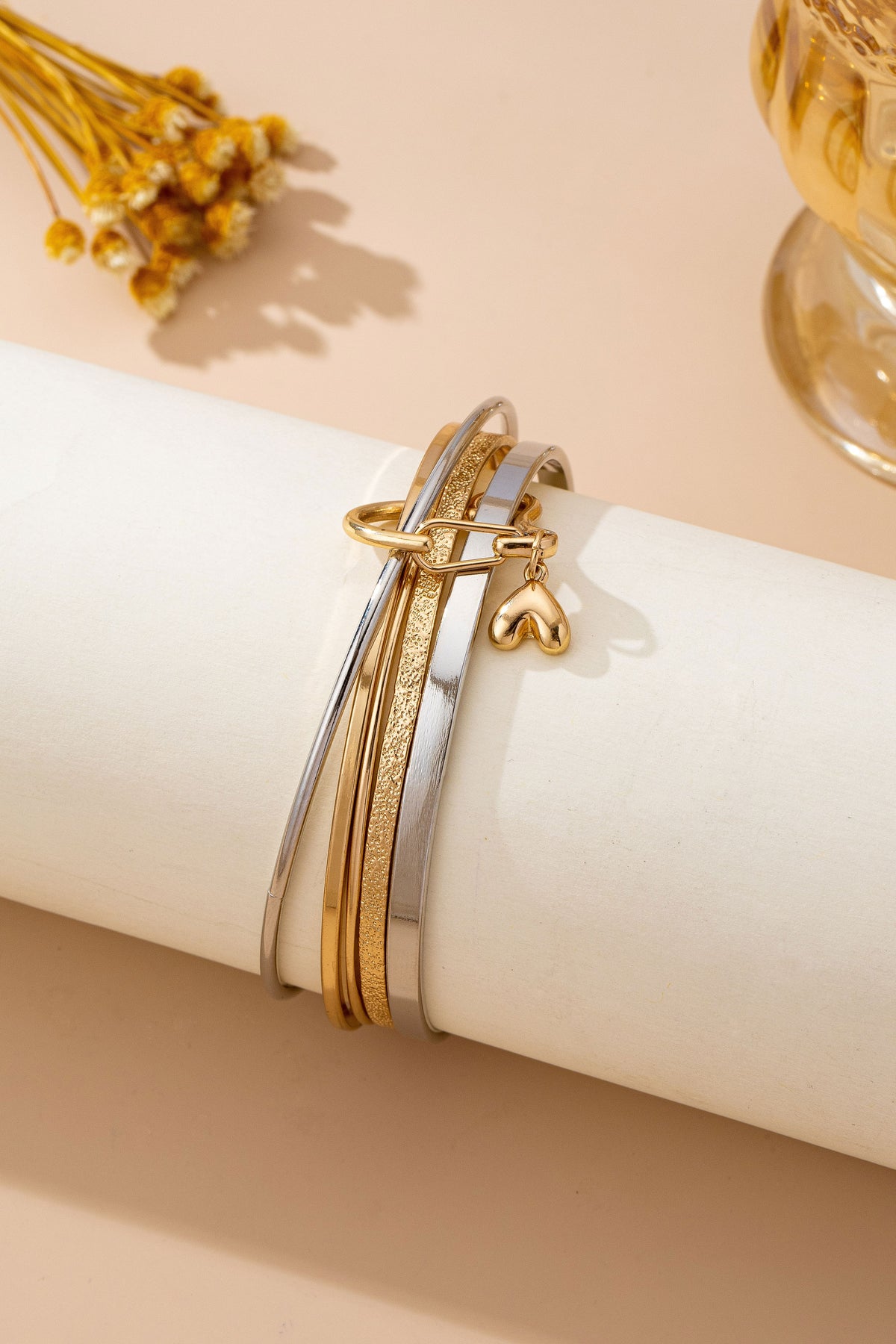 3421 HEART LINKED BANGLE SET