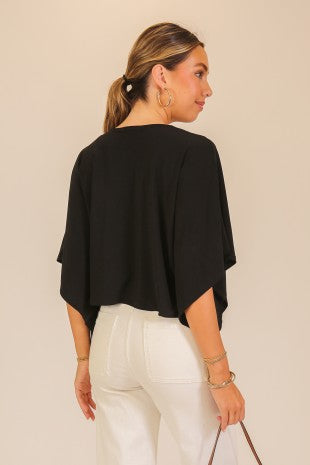 3133 FLOWY V-NECK PONCHO TOP