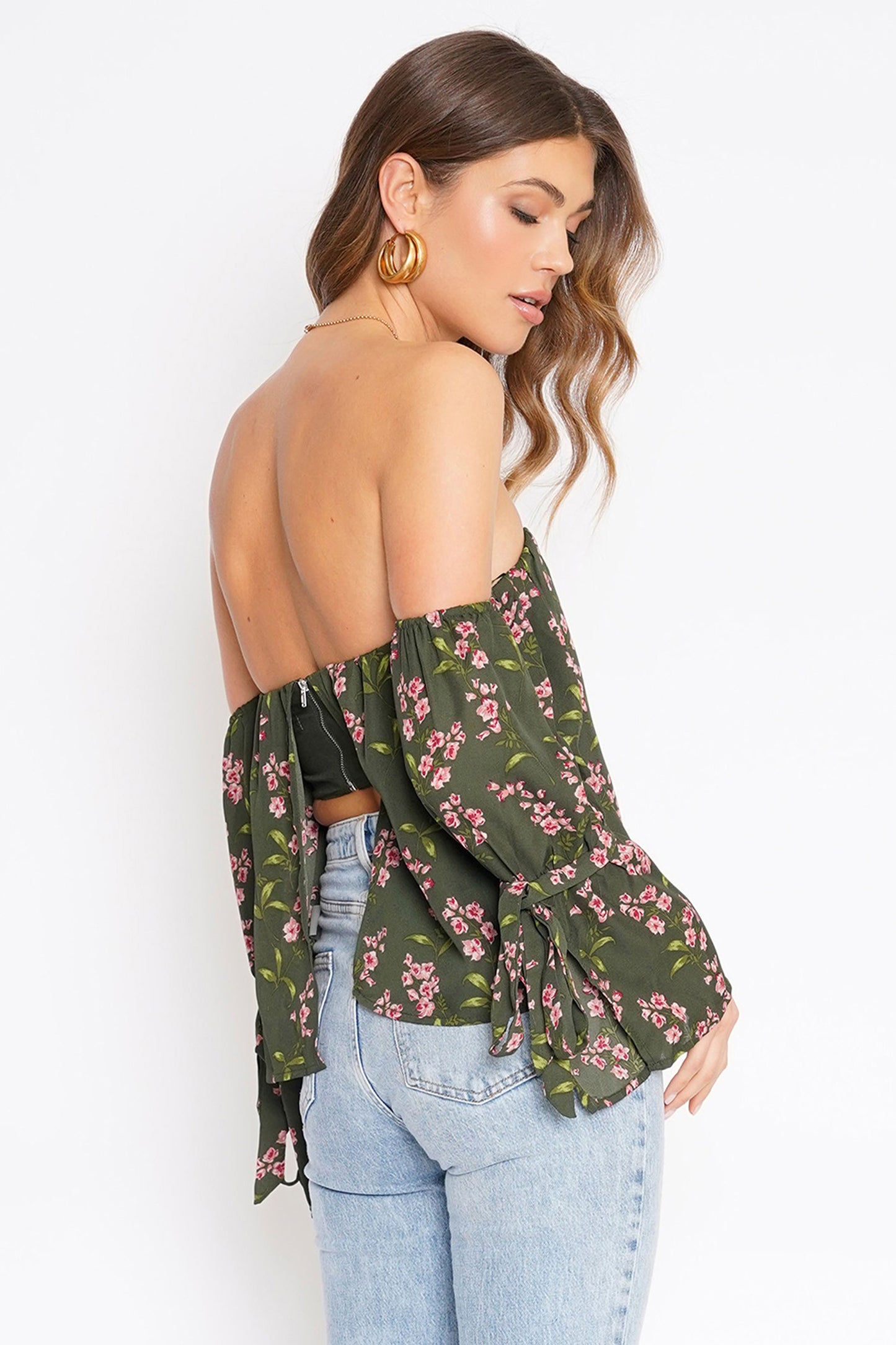 2533 BELL TIE SLEEVE BUSTIER TOP