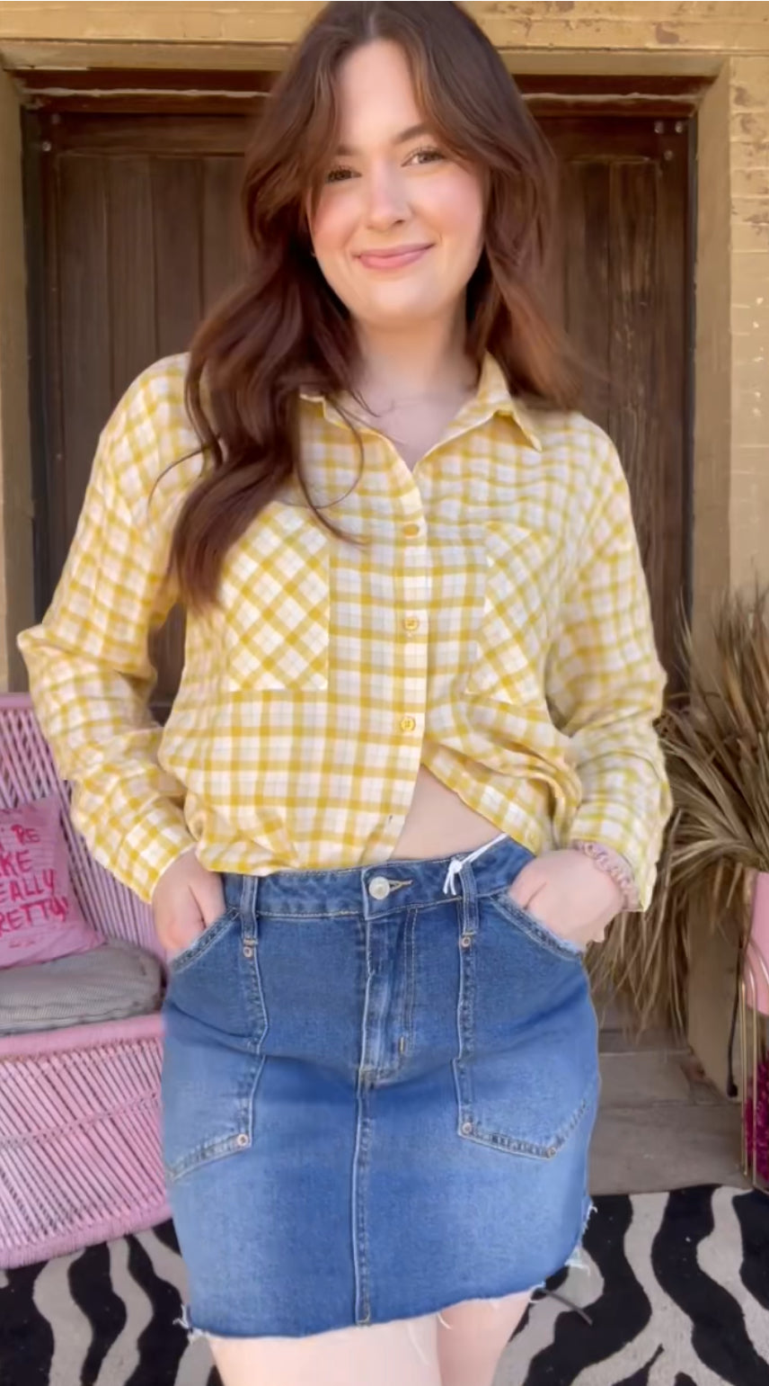 2093 RAW HEM DENIM MINI SKIRT