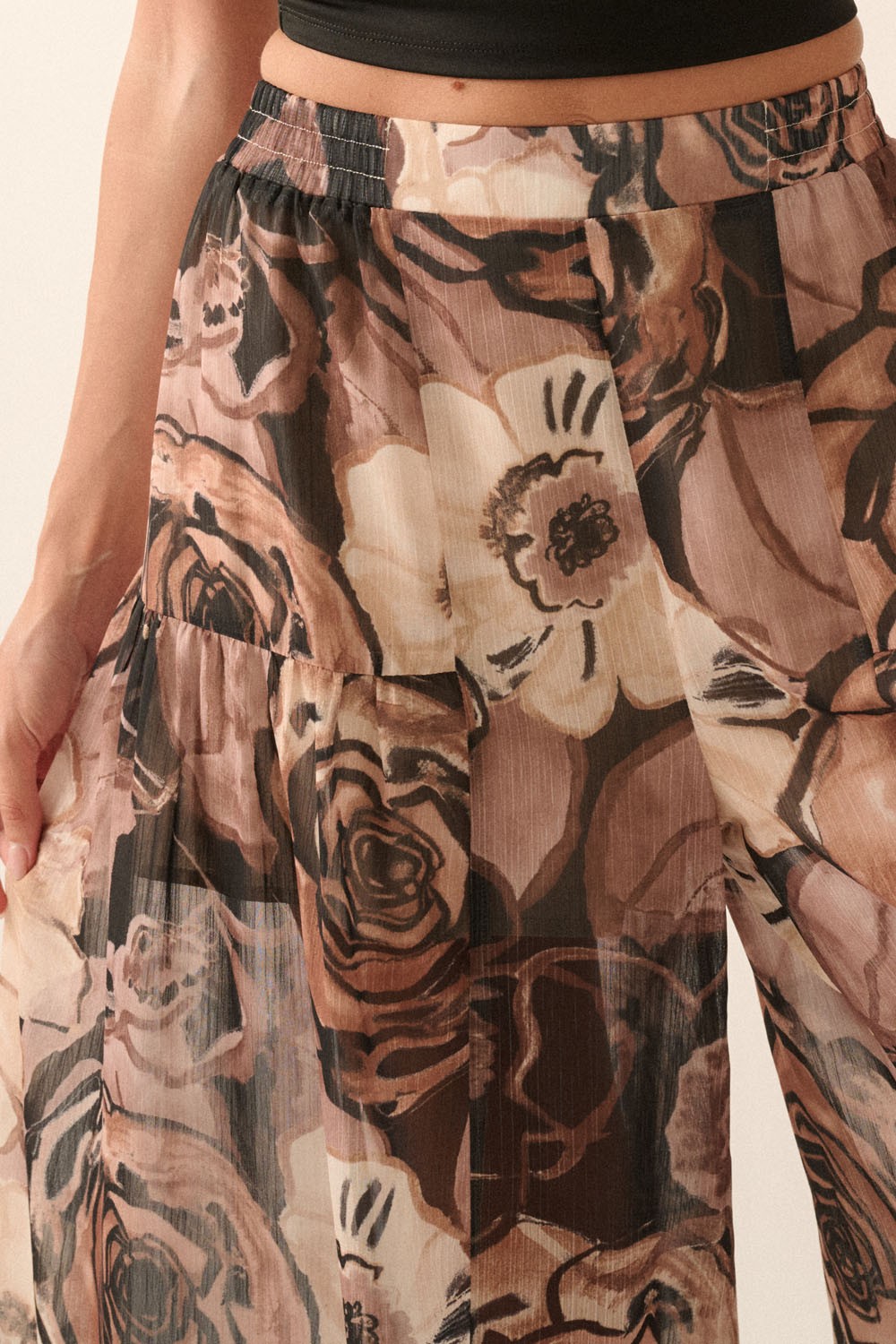2649 FLORAL CHIFFON PANTS
