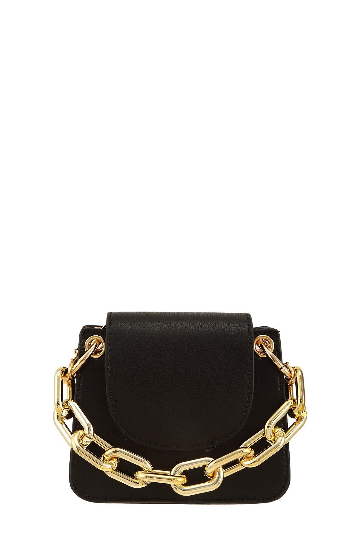 70093 METAL CHAIN SQUARE LEATHER CROSSBODY