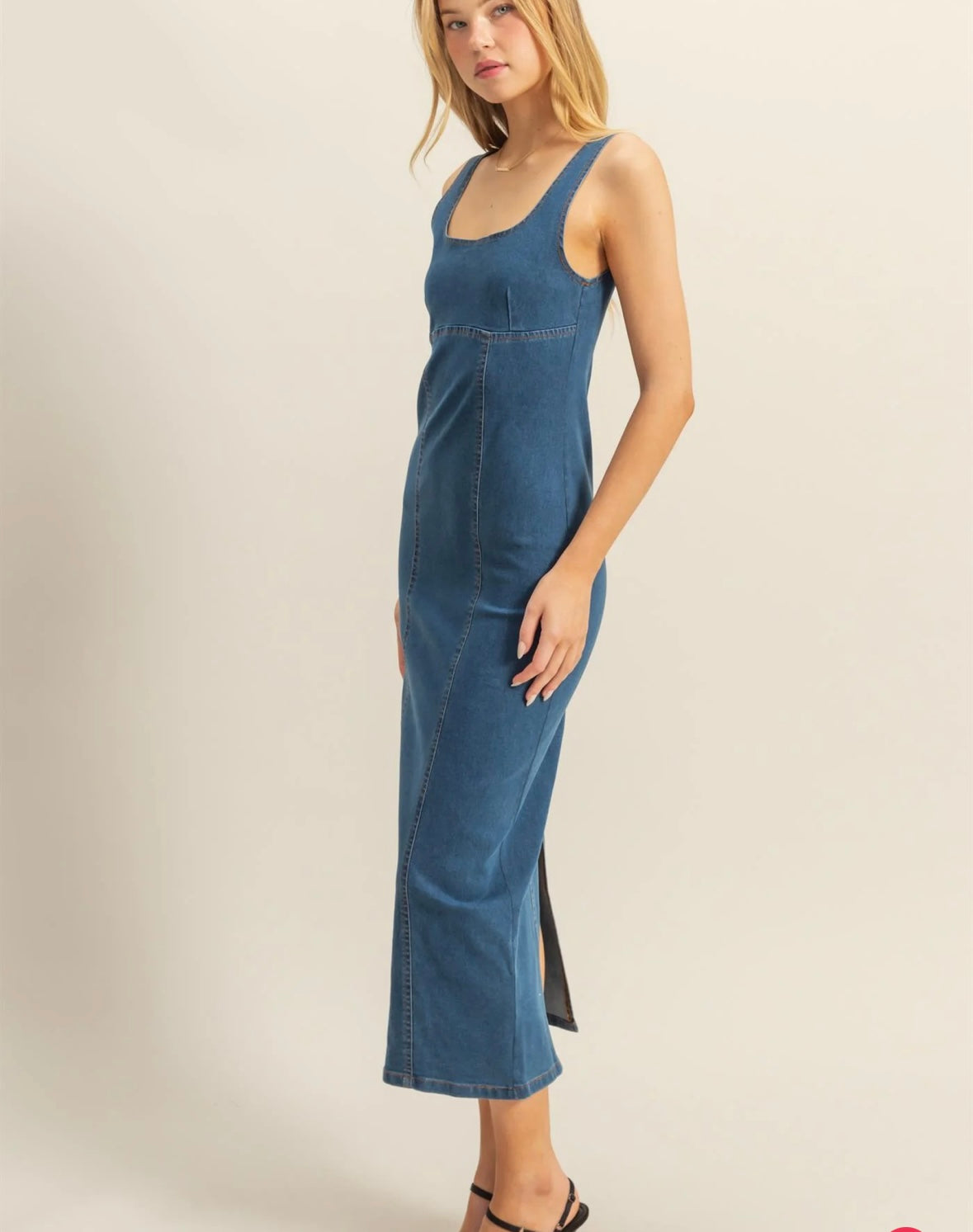 2109 DENIM BODYCON MIDI DRESS
