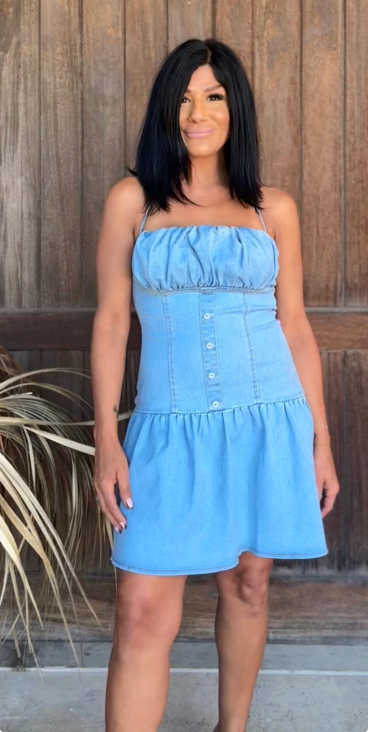 3144 DENIM CORSETT MINI DRESS