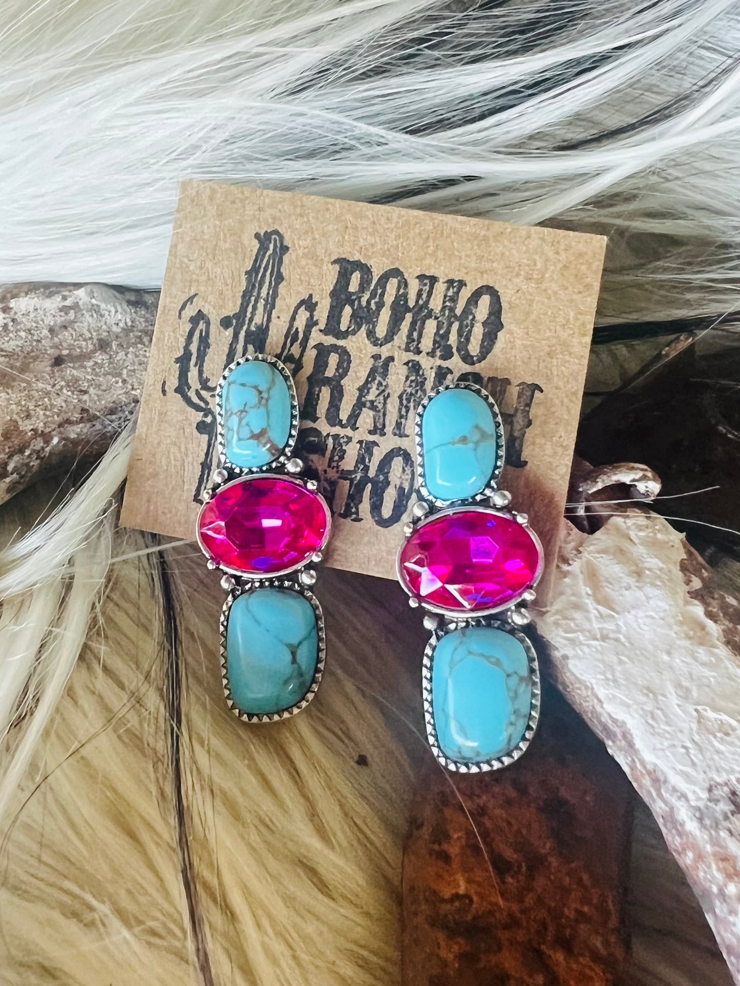 1106 WESTERN GLASS STONE POST EARRINGS