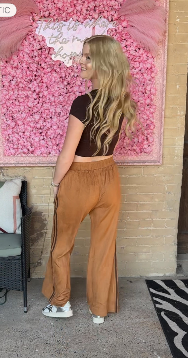 2584 FAUX SUEDE TRACK PANTS