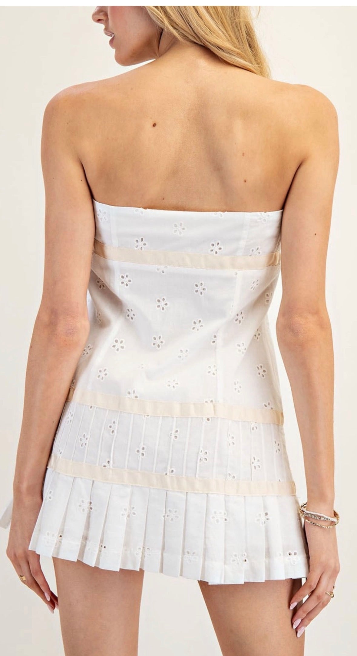 2921 PLEATED BOW MINI DRESS