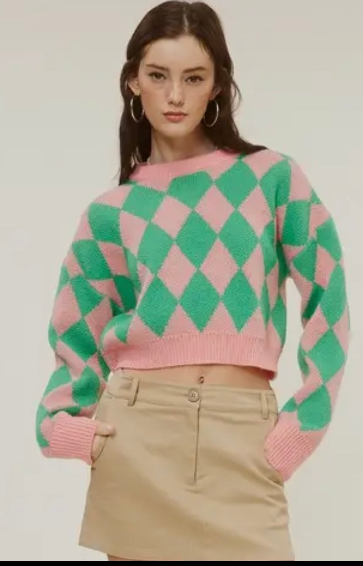 1703 ARGYLE CHECKERED SWEATER