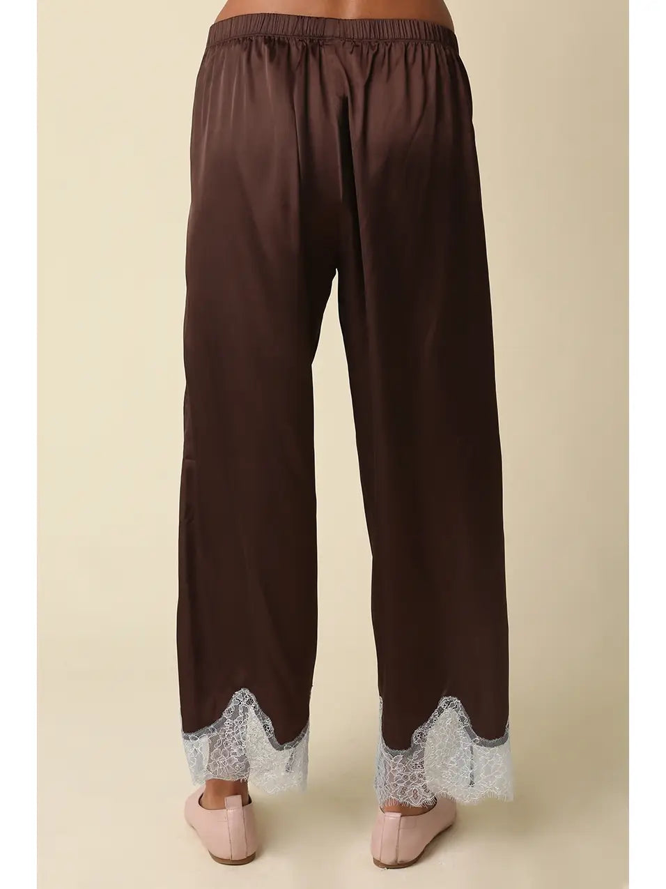 3383 QUINN LACE HEM SATIN PANTS