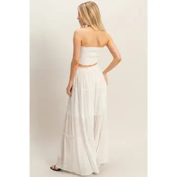 3046 SMOCKED TUBE TOP AND SKIRT SET