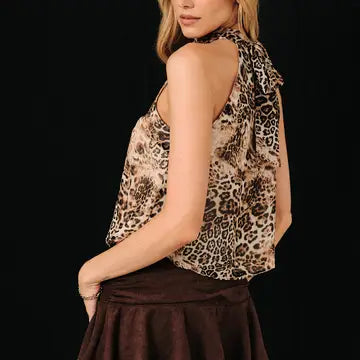 3241 LEOPARD CHIFFON HALTER TOP