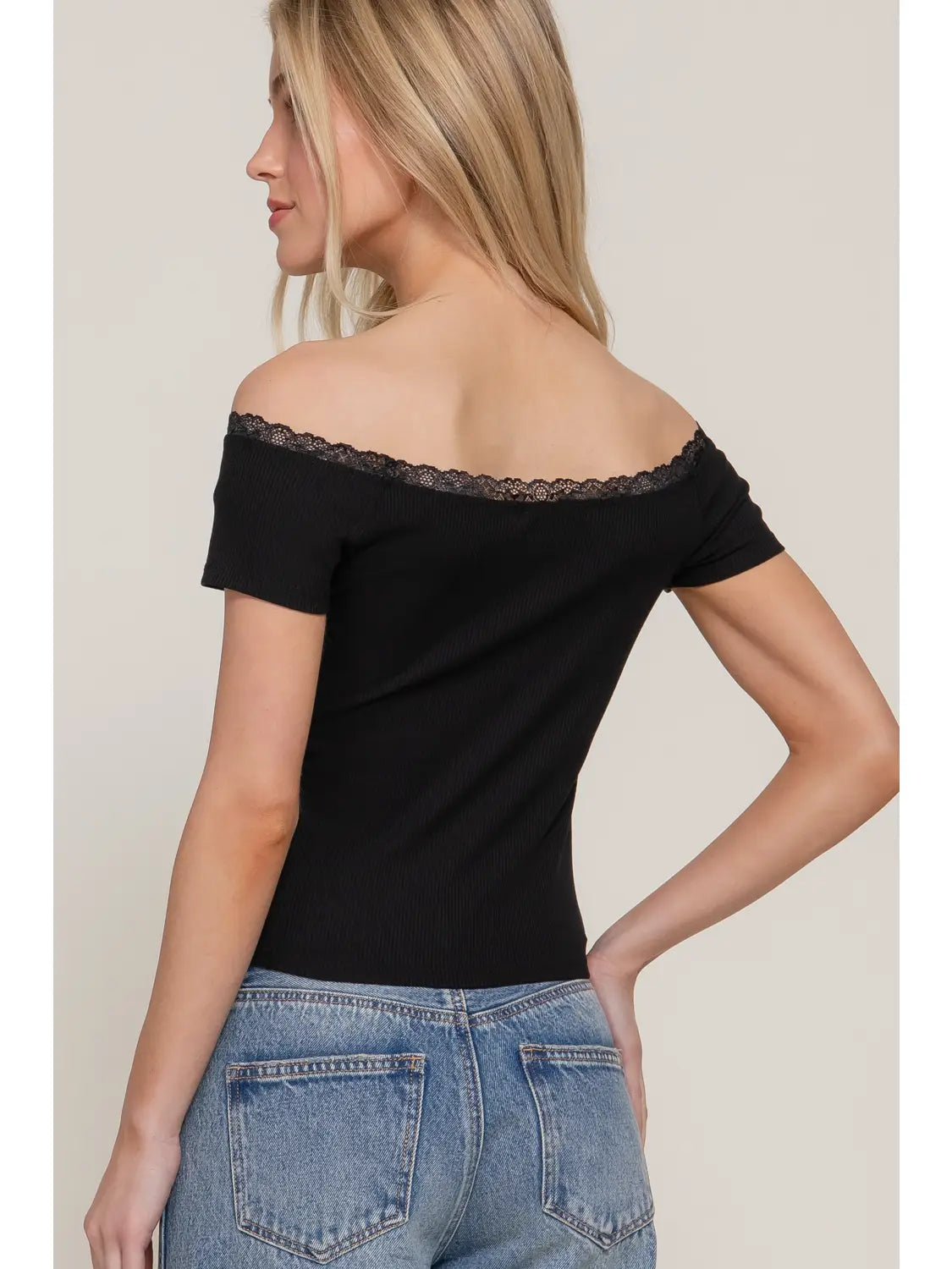 2988 LACE TRIM OFF SHOULDER TOP