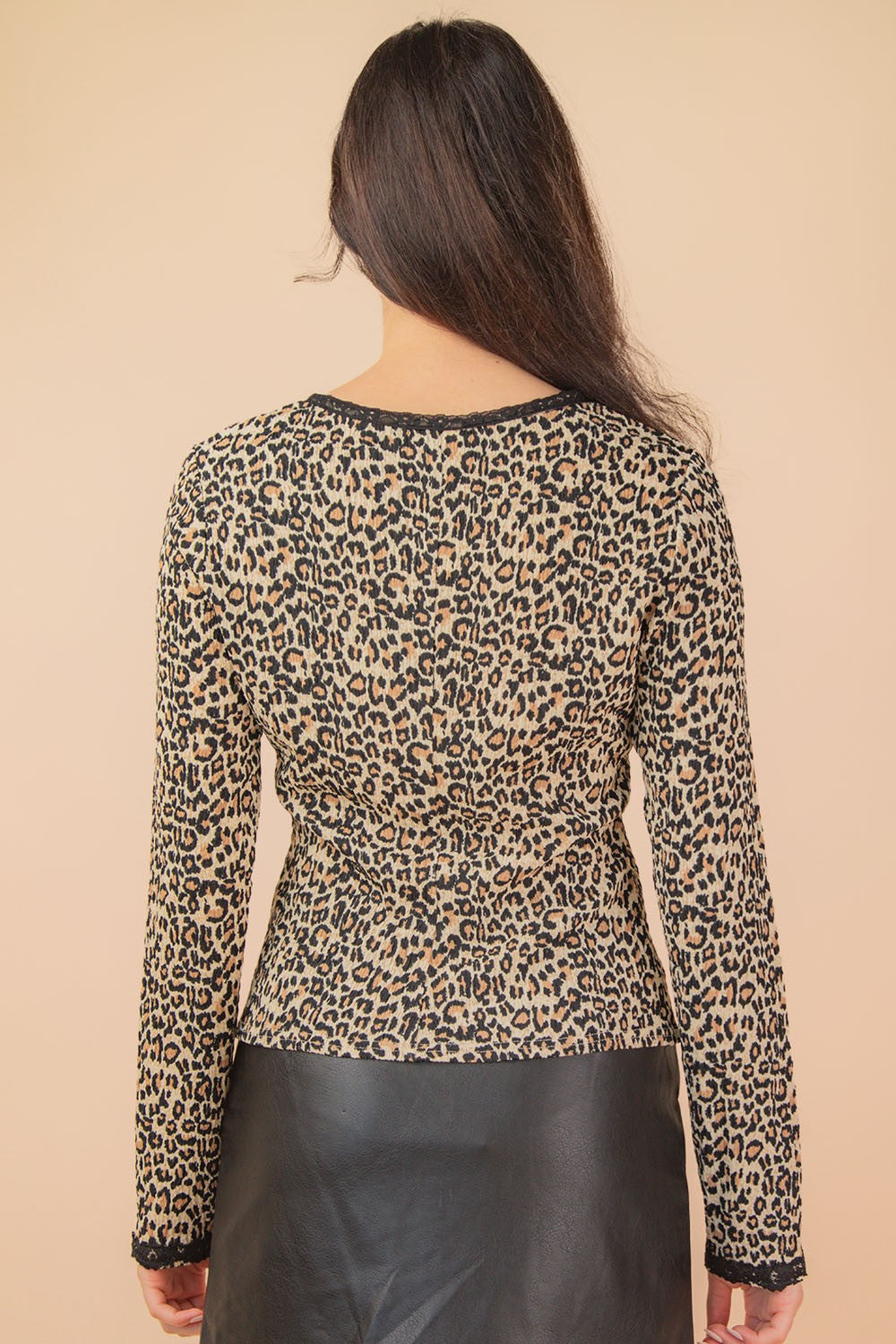 2823 LEOPARD LACE TRIM TOP