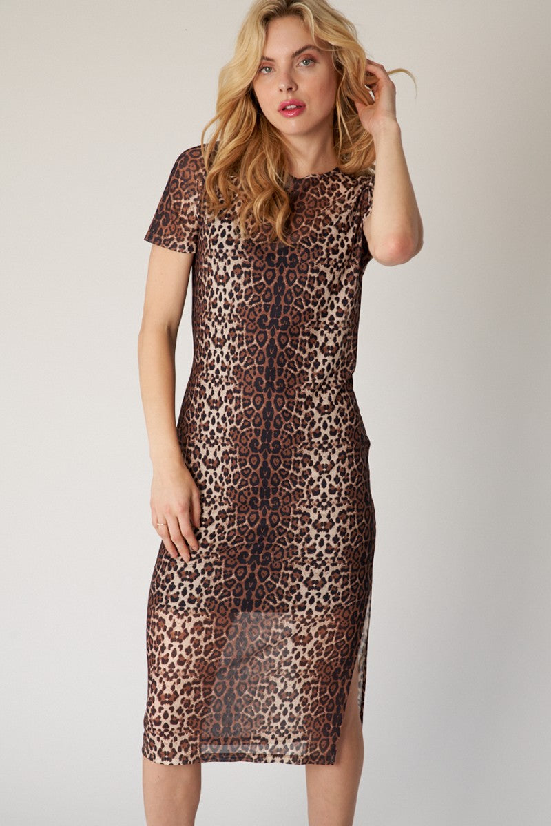2556 MESH ANIMAL PRINT DRESS