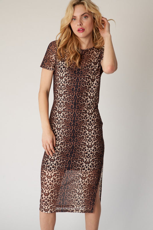 2556 MESH ANIMAL PRINT DRESS