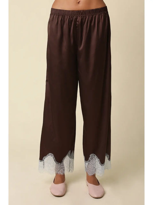 3383 QUINN LACE HEM SATIN PANTS