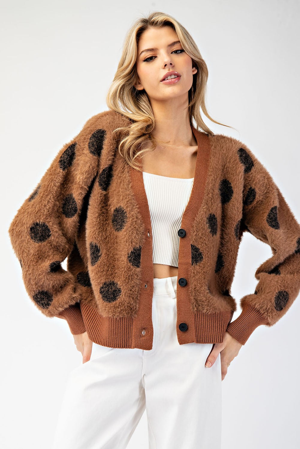 2570 MOHAIR POLKADOT CARDI