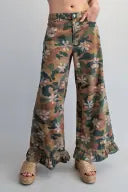 3225 CAMO RUFFLE DENIM JEANS