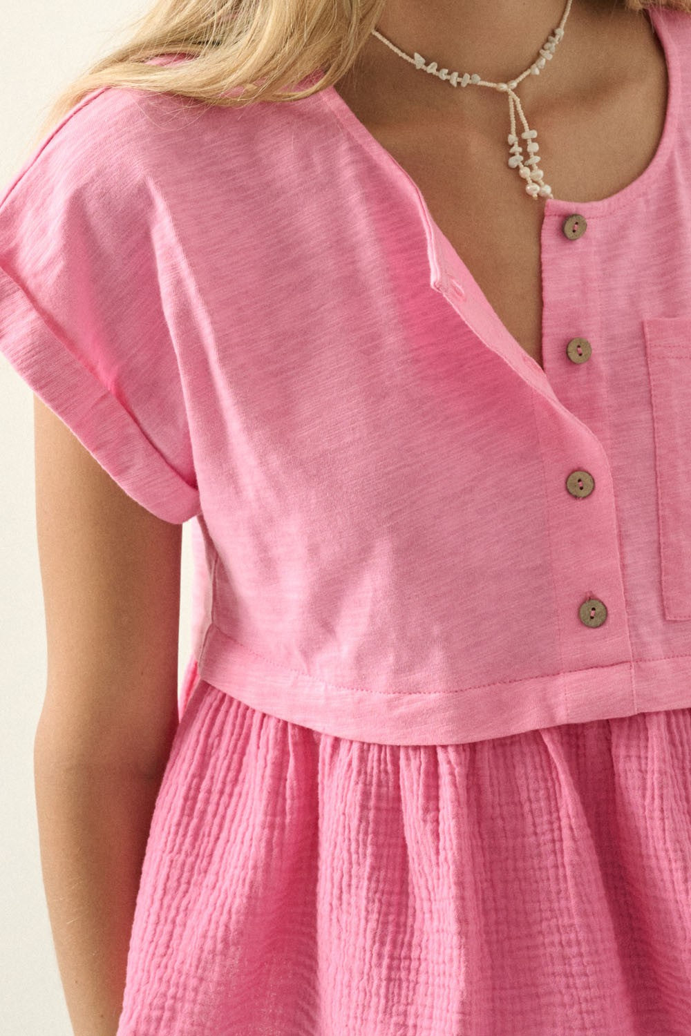 2361 SLUB KNIT BABYDOLL TOP