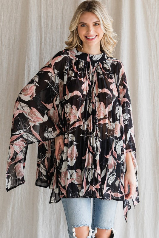 3323 FLOWER CHIFFON TUNIC