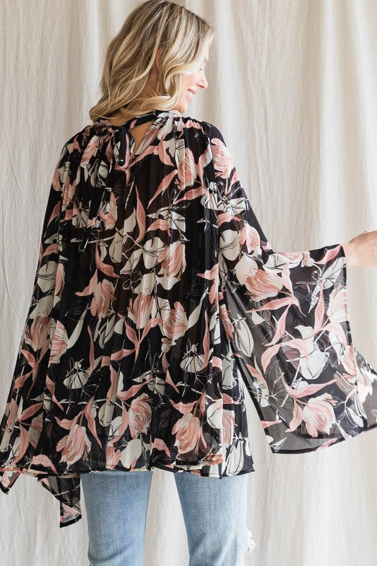 3323 FLOWER CHIFFON TUNIC