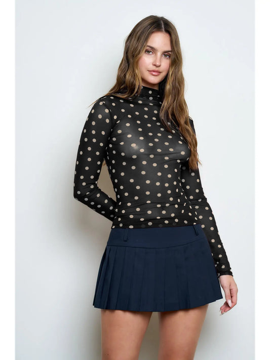 3238 POLKA DOT MESH TOP