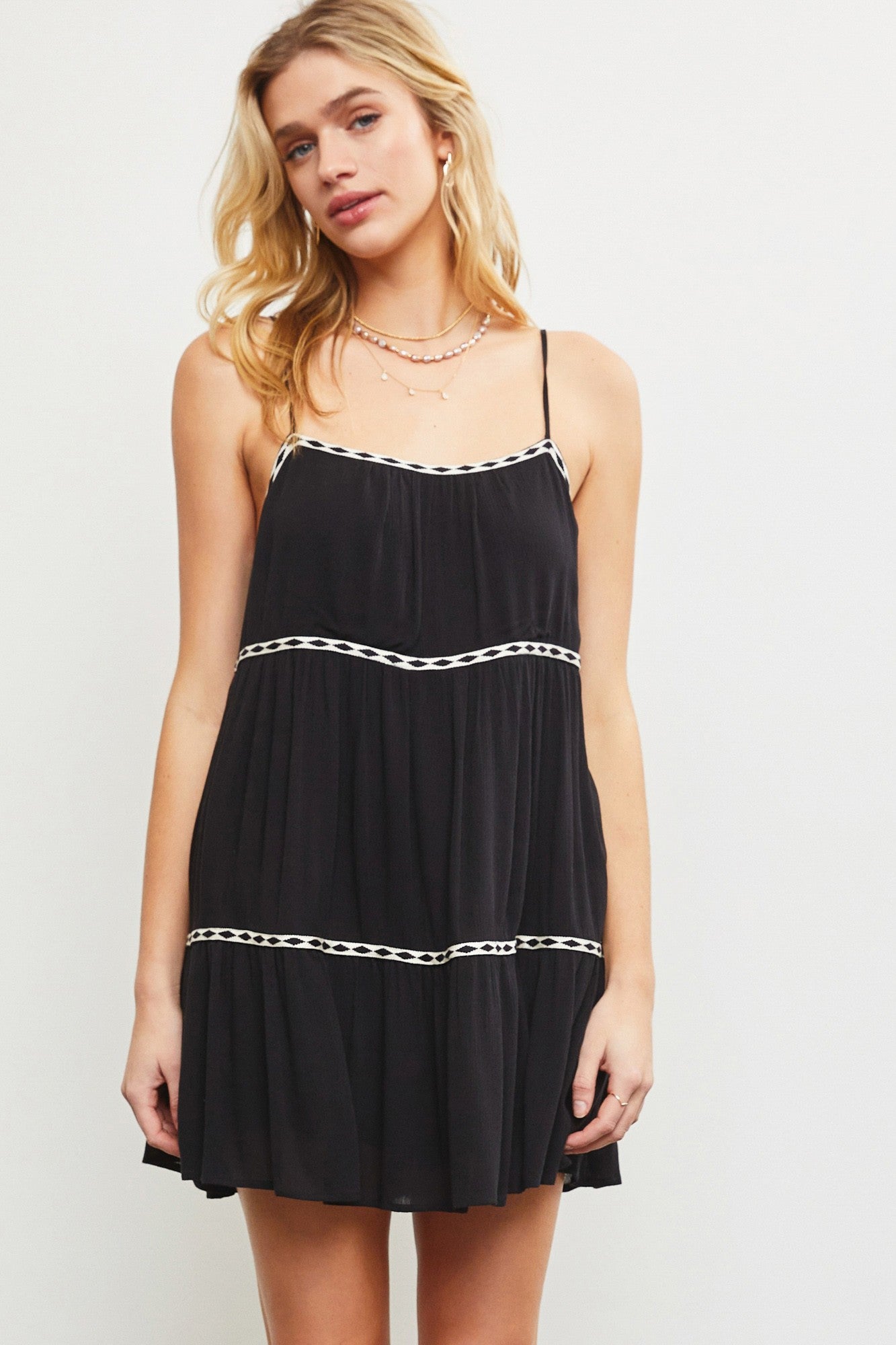 2891 TAPE TRIM ROMPER DRESS