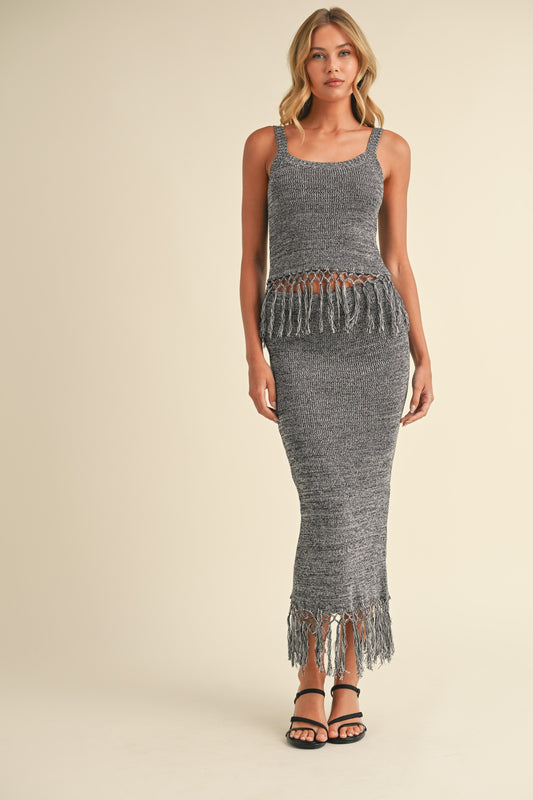 2789 FRINGE TOP AND SKIRT SET