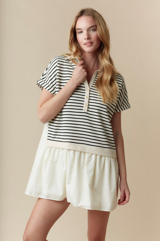 2875 STRIPE PIQUE SHIRT DRESS