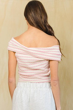 3267 STRIPED SWEETHEART CROP TOP