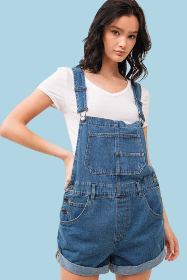 3177 DENIM OVERALL SHORTS