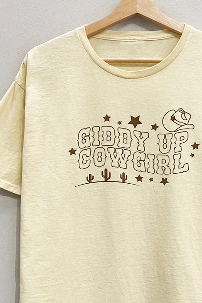 2518 OVERSIZED GIDDY UP COWGIRL TEE