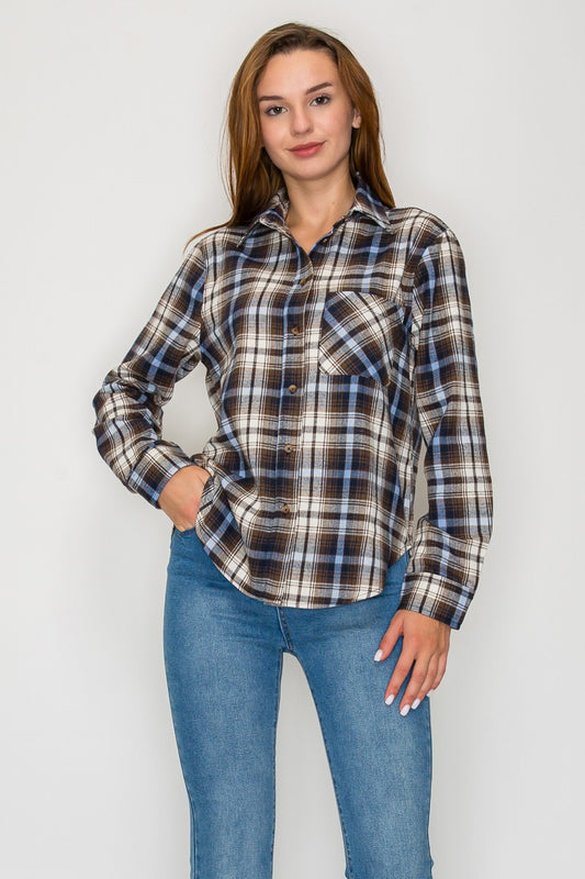 2797 PLAID BUTTON DOWN TOP