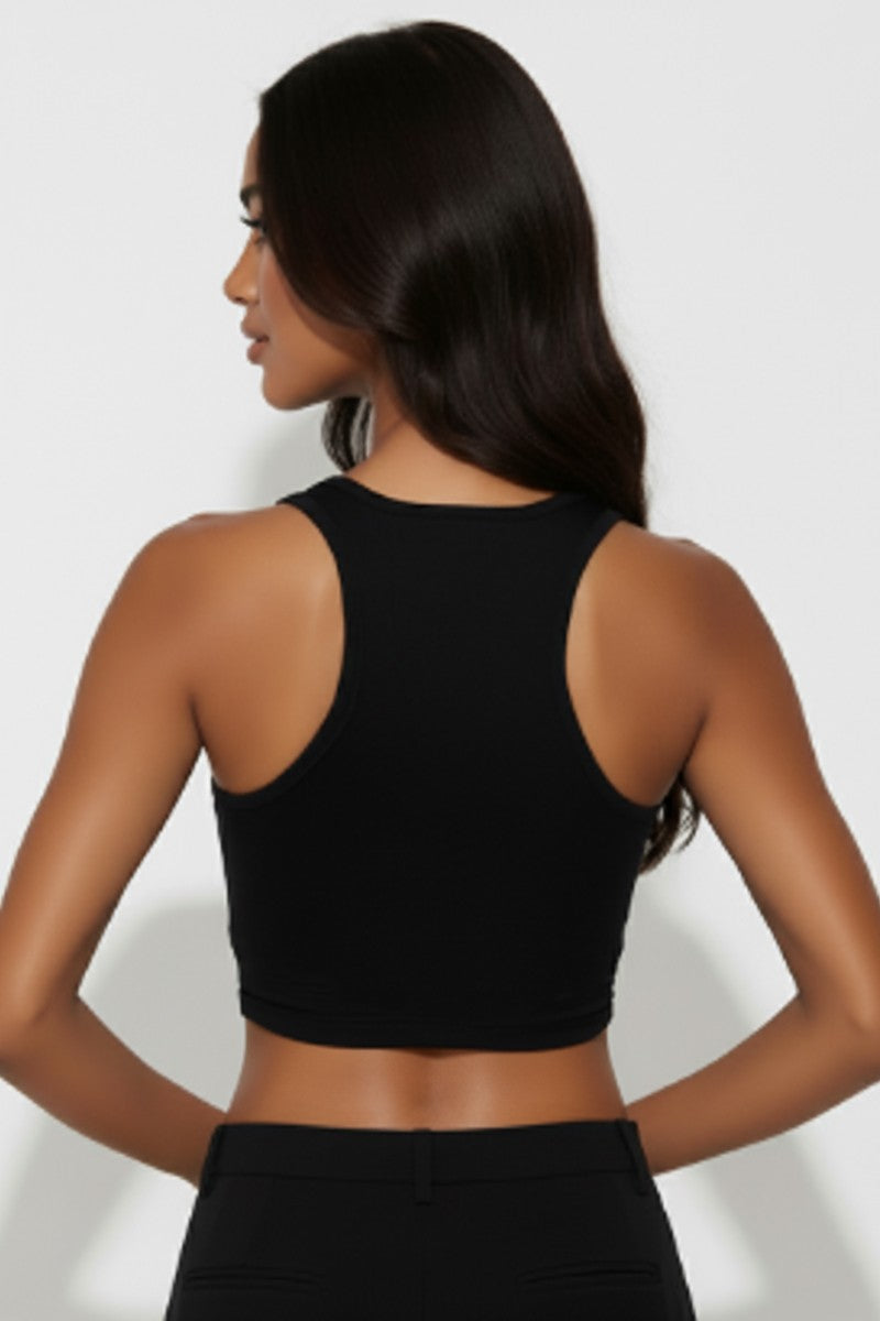 3127 SHEER MESH PANEL CROP TOP