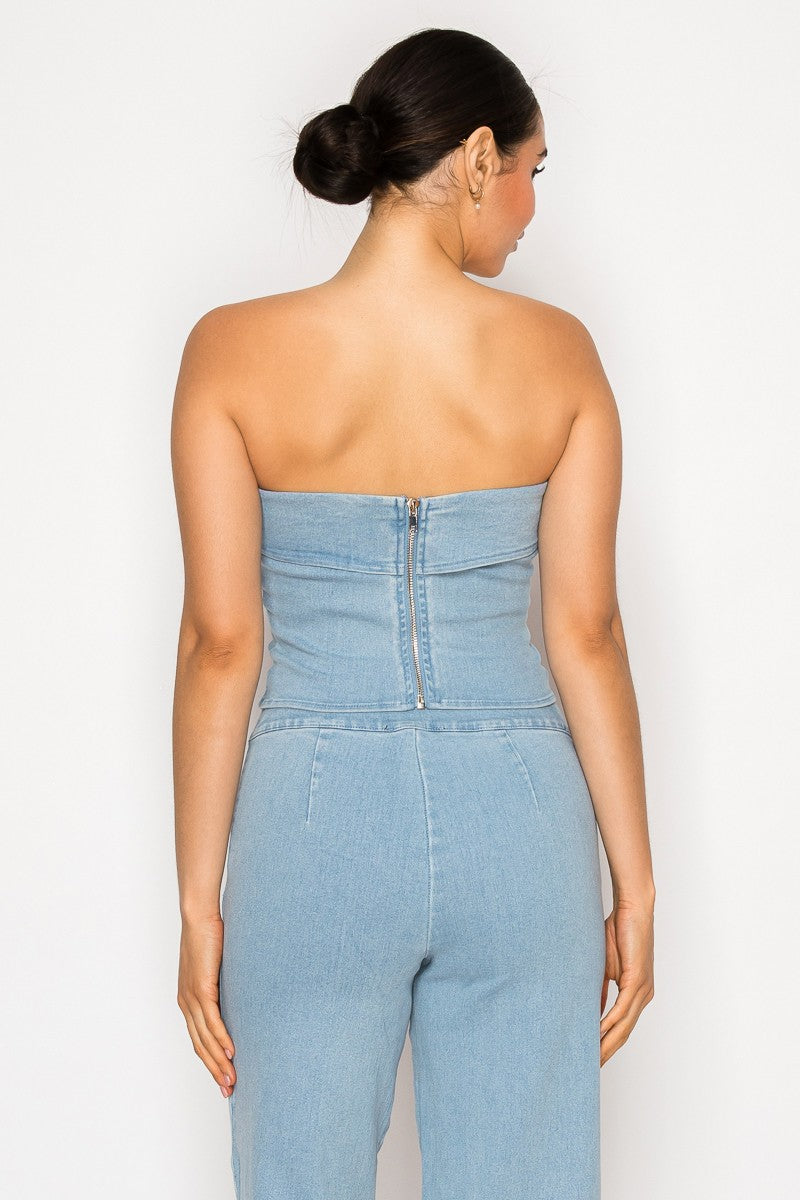 2873 DENIM BANDEAU TOP