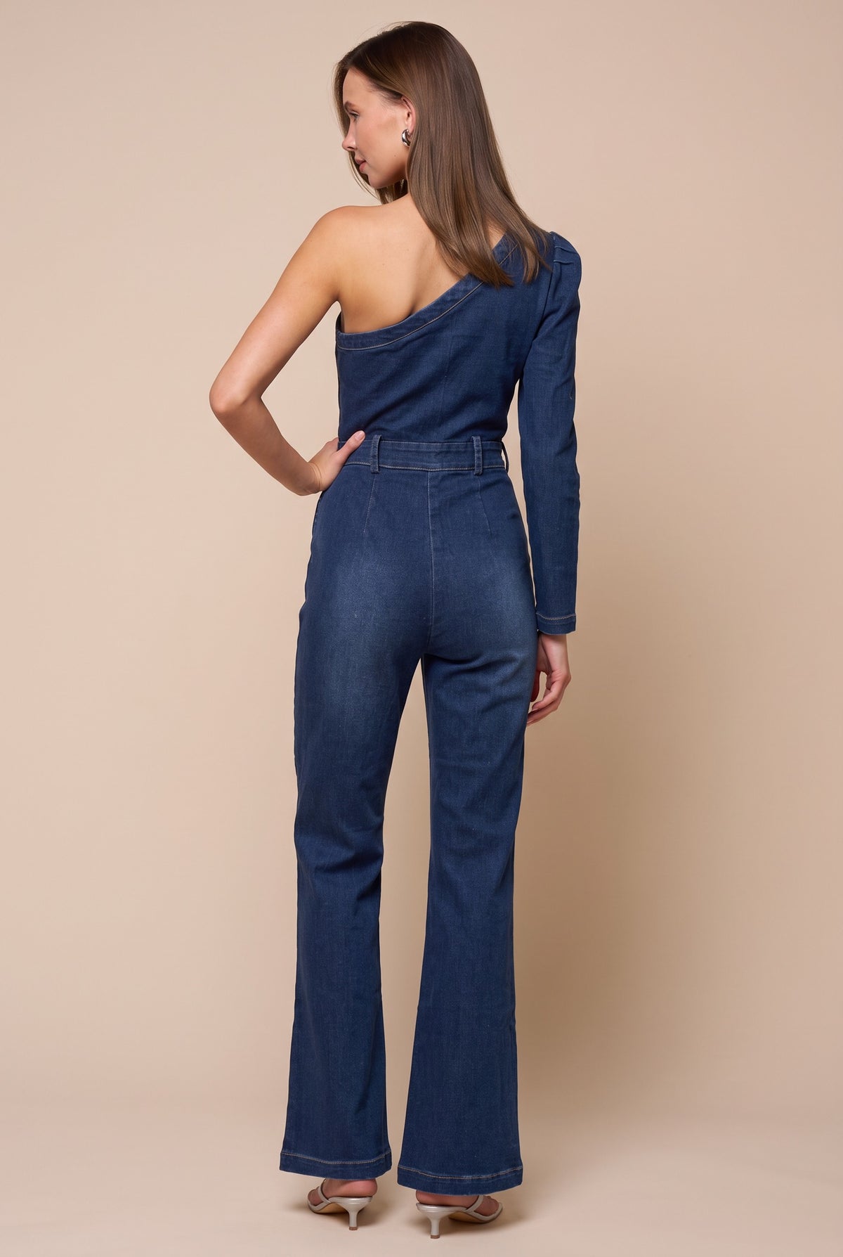 3386 ONE SHOULDER PUFF SLEEVE JUMPSUIT