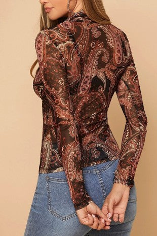 3377 PAISLEY MESH TOP