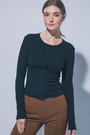 3274 RIBBED CARDIGAN TOP