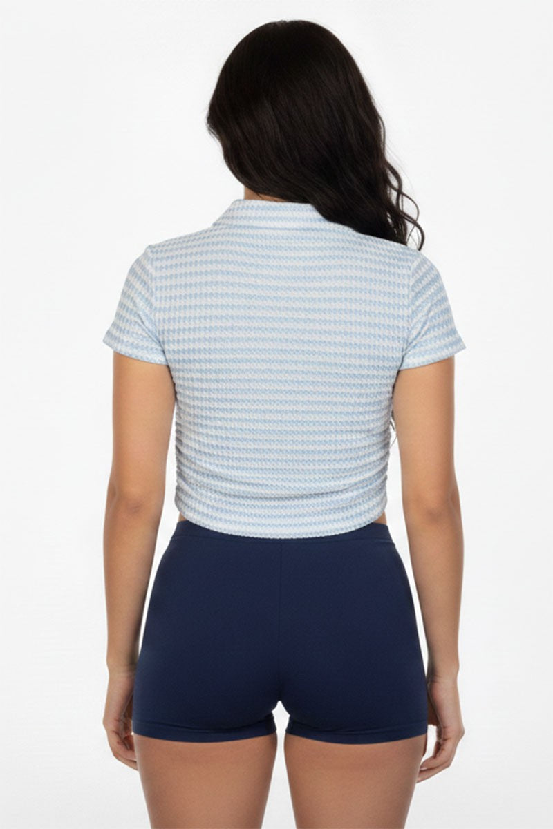 3128 PINEAPPLE KNIT STRIPED POLO TOP