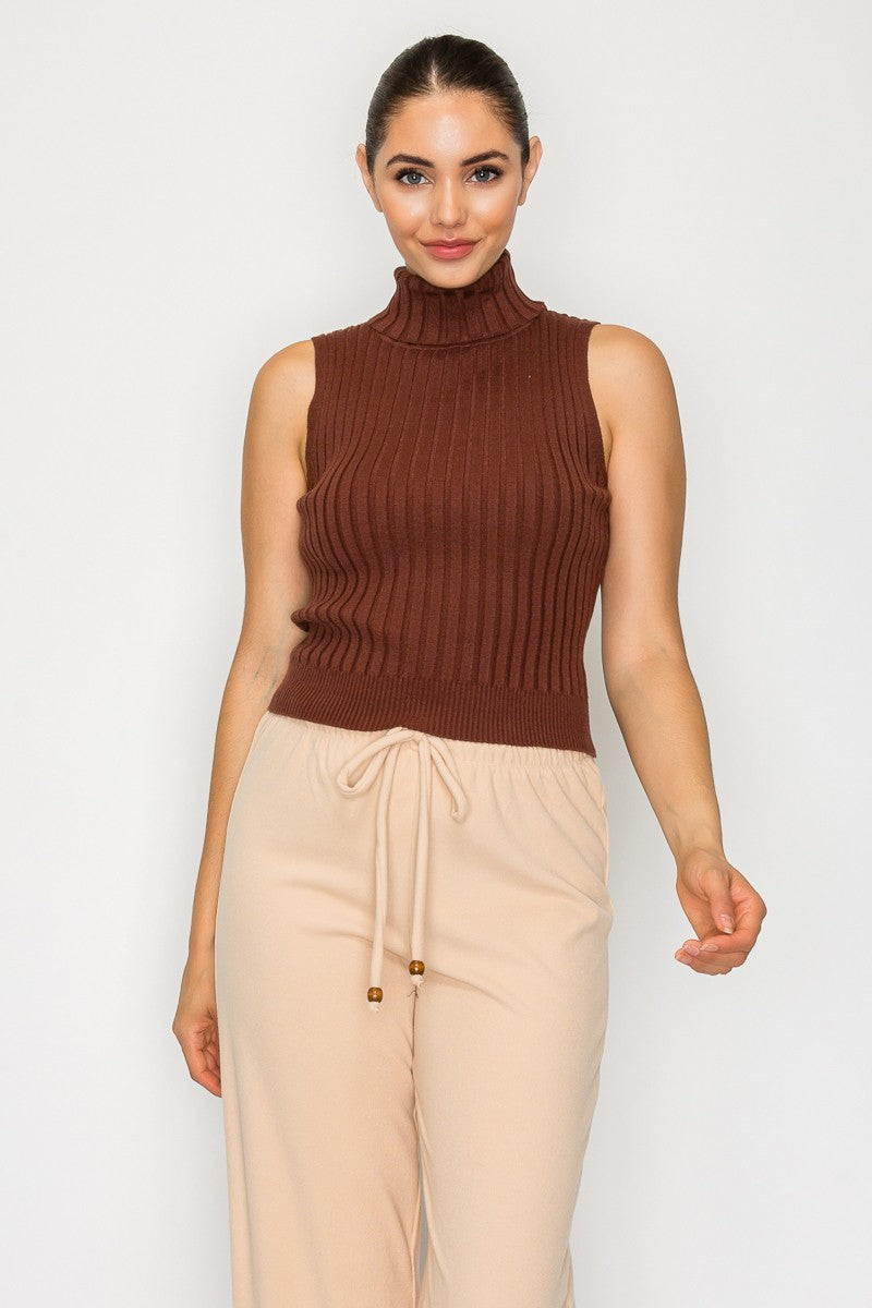 3304 SLEEVELESS TURTLENECK SWEATER TOP