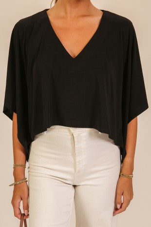 3133 FLOWY V-NECK PONCHO TOP