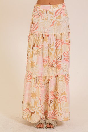 3135 TROPICAL TIERED MAXI SKIRT