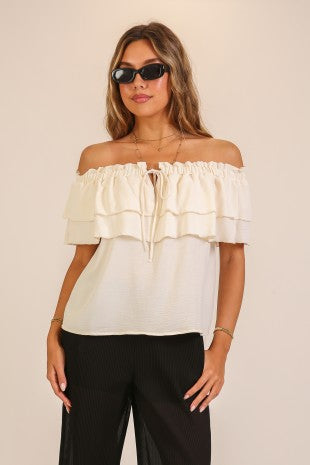 3134 RUFFLED OFF SHOULDER TOP