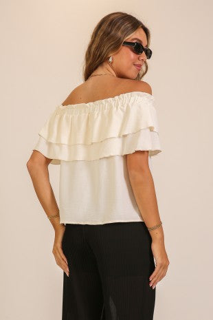 3134 RUFFLED OFF SHOULDER TOP