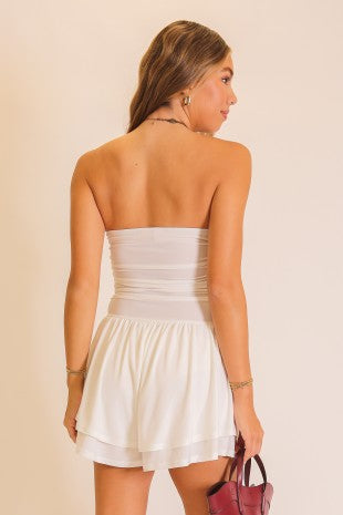 3159 RUCHED STRAPLESS ROMPER