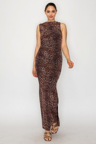 3277 ANIMAL PRINT MESH MAXI DRESS