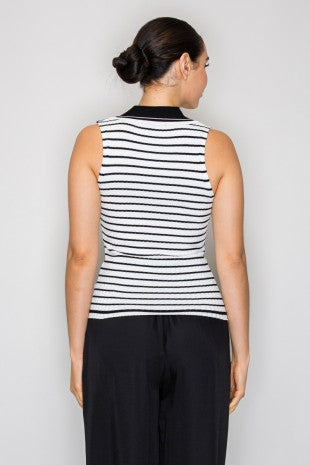 3186 COLLARED STRIPED TOP